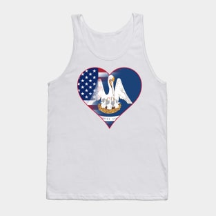 State of Louisiana Flag and American Flag Fusion Design Tank Top